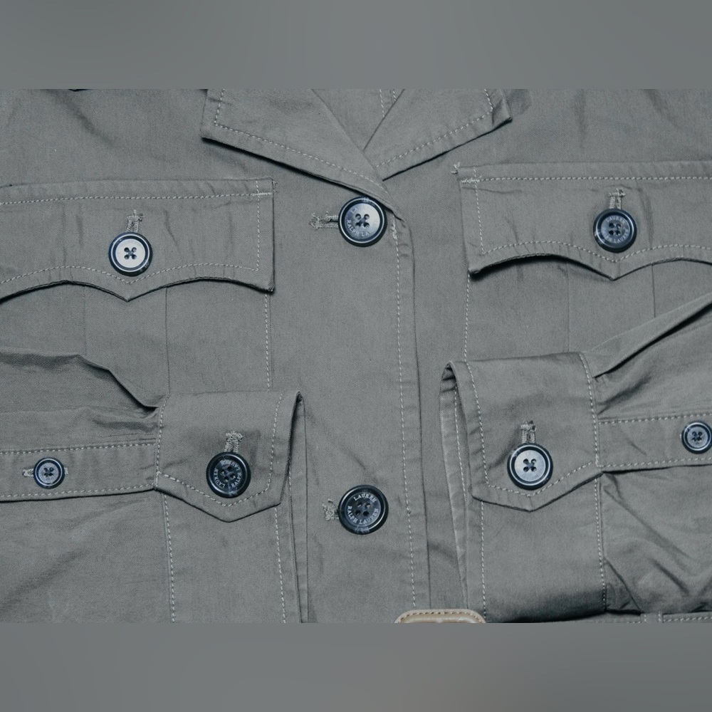 Lauren Ralph Lauren Belted Cotton Twill Field Jacket Size 10 - Picture 10 of 15
